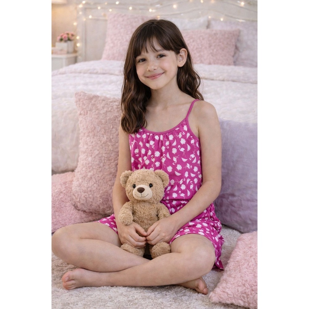 Cosabella Pink Flamingo Seashell Print‎ Romper and Matching Drawstring Bag Set M